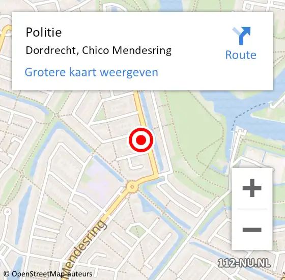 Locatie op kaart van de 112 melding: Politie Dordrecht, Chico Mendesring op 1 maart 2024 09:04