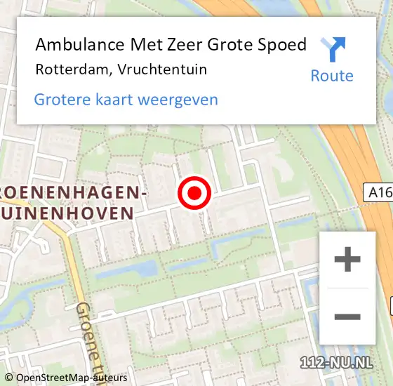 Locatie op kaart van de 112 melding: Ambulance Met Zeer Grote Spoed Naar Rotterdam, Vruchtentuin op 1 maart 2024 09:32