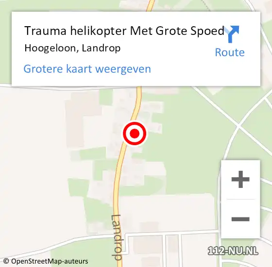 Locatie op kaart van de 112 melding: Trauma helikopter Met Grote Spoed Naar Hoogeloon, Landrop op 1 maart 2024 10:02