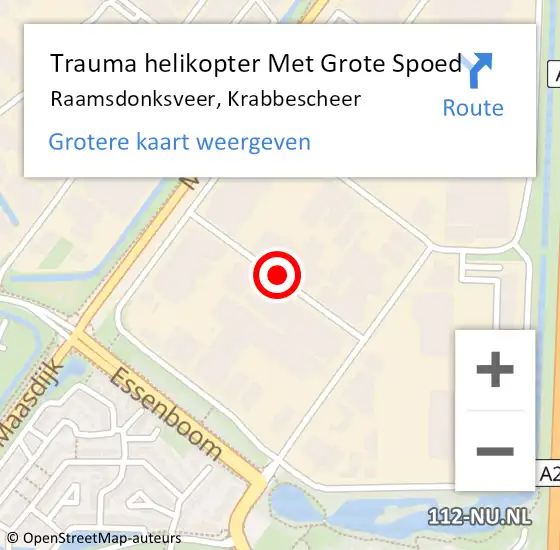 Locatie op kaart van de 112 melding: Trauma helikopter Met Grote Spoed Naar Raamsdonksveer, Krabbescheer op 1 maart 2024 10:19