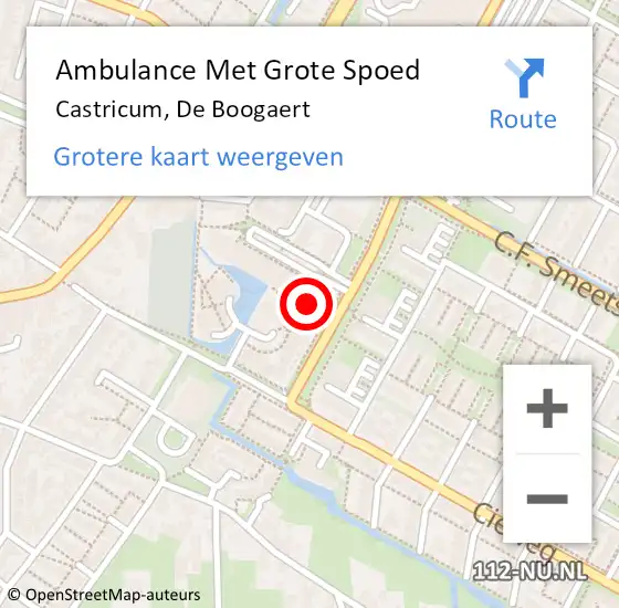 Locatie op kaart van de 112 melding: Ambulance Met Grote Spoed Naar Castricum, De Boogaert op 1 maart 2024 10:53