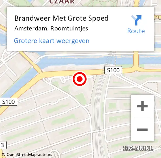 Locatie op kaart van de 112 melding: Brandweer Met Grote Spoed Naar Amsterdam, Roomtuintjes op 1 maart 2024 10:53