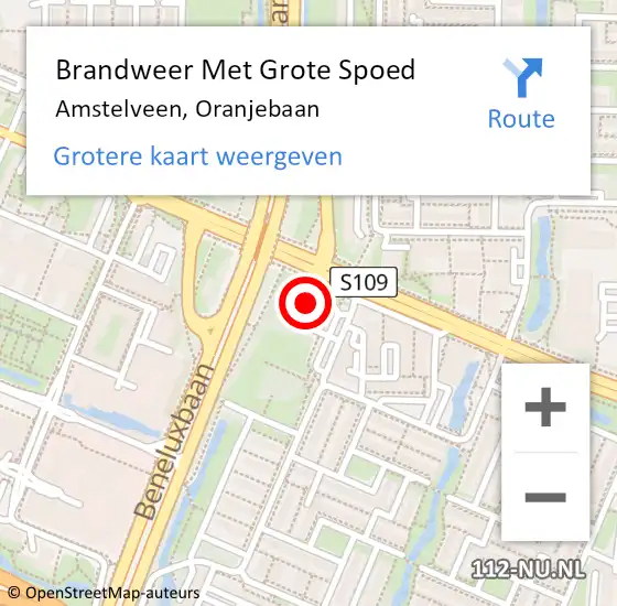 Locatie op kaart van de 112 melding: Brandweer Met Grote Spoed Naar Amstelveen, Oranjebaan op 1 maart 2024 10:53