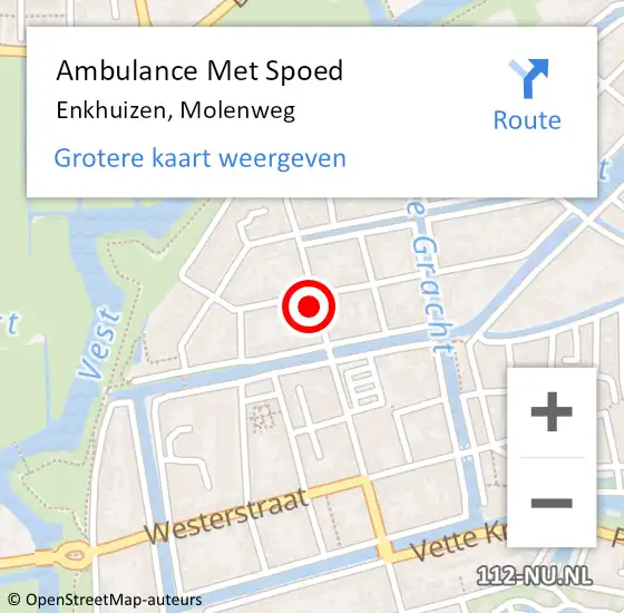 Locatie op kaart van de 112 melding: Ambulance Met Spoed Naar Enkhuizen, Molenweg op 1 maart 2024 11:02