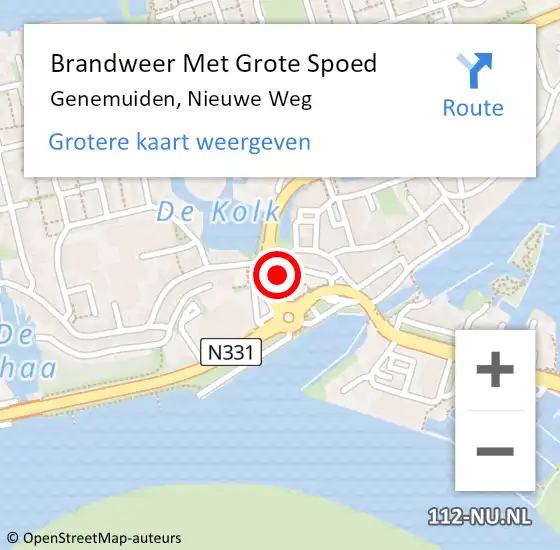 Locatie op kaart van de 112 melding: Brandweer Met Grote Spoed Naar Genemuiden, Nieuwe Weg op 1 maart 2024 11:10
