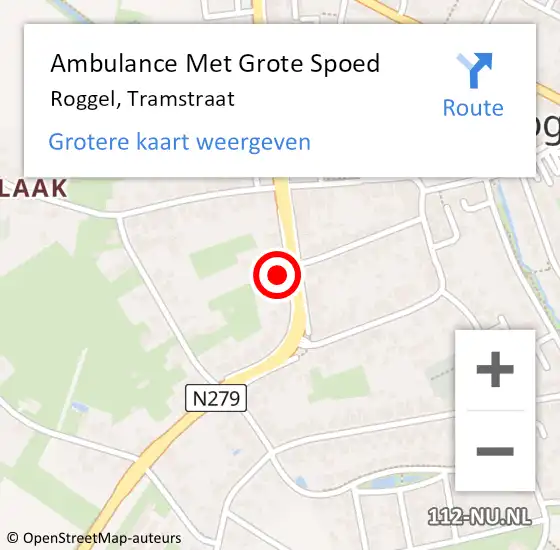Locatie op kaart van de 112 melding: Ambulance Met Grote Spoed Naar Roggel, Tramstraat op 1 maart 2024 11:22