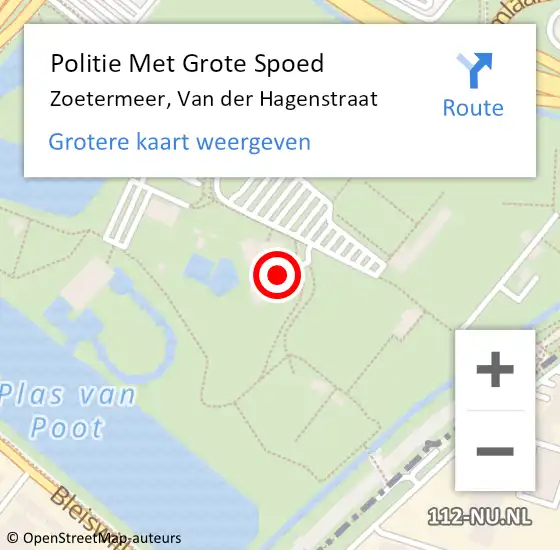 Locatie op kaart van de 112 melding: Politie Met Grote Spoed Naar Zoetermeer, Van der Hagenstraat op 1 maart 2024 11:48
