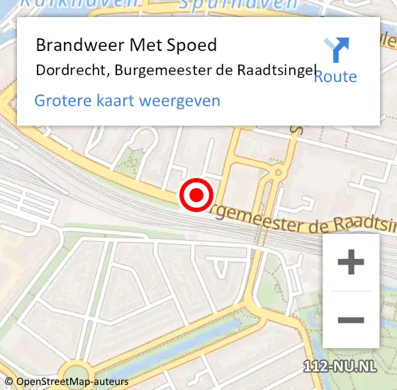 Locatie op kaart van de 112 melding: Brandweer Met Spoed Naar Dordrecht, Burgemeester de Raadtsingel op 1 maart 2024 12:09