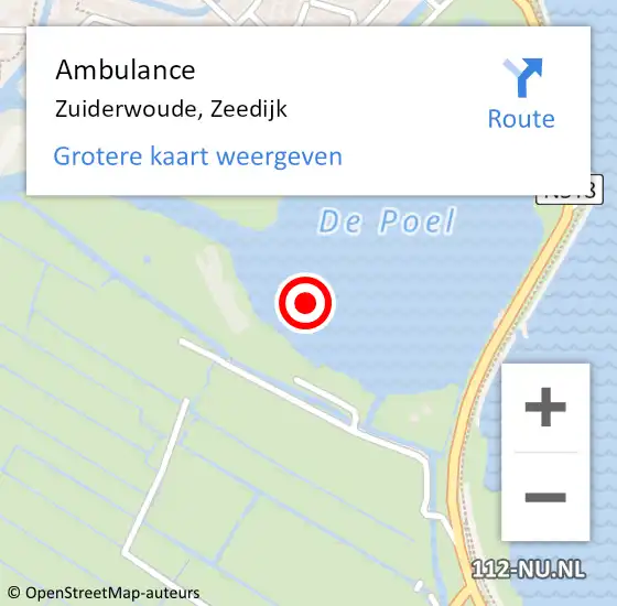 Locatie op kaart van de 112 melding: Ambulance Zuiderwoude, Zeedijk op 1 maart 2024 12:10