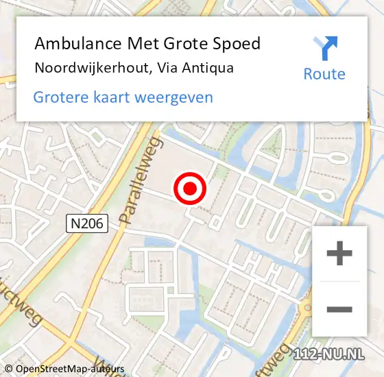 Locatie op kaart van de 112 melding: Ambulance Met Grote Spoed Naar Noordwijkerhout, Via Antiqua op 1 maart 2024 12:15