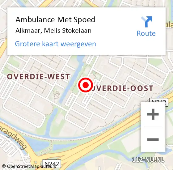 Locatie op kaart van de 112 melding: Ambulance Met Spoed Naar Alkmaar, Melis Stokelaan op 1 maart 2024 12:29