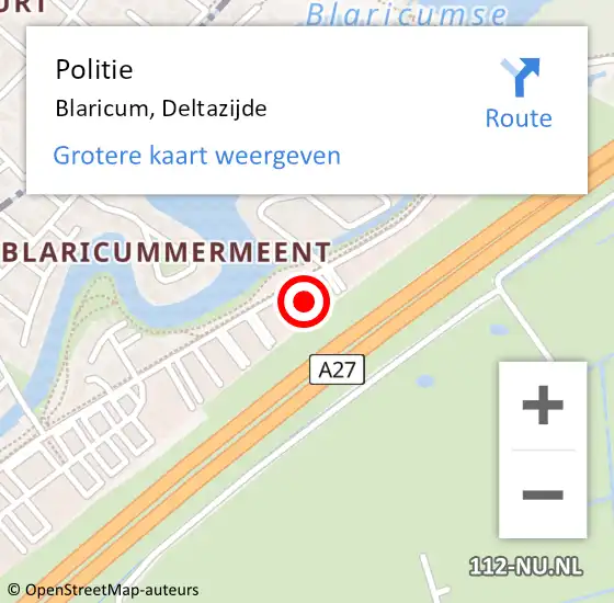 Locatie op kaart van de 112 melding: Politie Blaricum, Deltazijde op 1 maart 2024 12:51