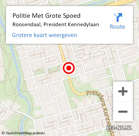 Locatie op kaart van de 112 melding: Politie Met Grote Spoed Naar Roosendaal, President Kennedylaan op 1 maart 2024 12:55