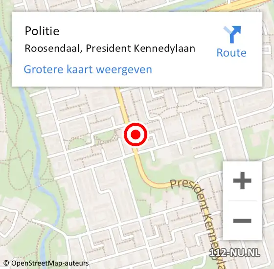 Locatie op kaart van de 112 melding: Politie Roosendaal, President Kennedylaan op 1 maart 2024 12:55