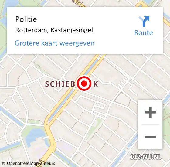 Locatie op kaart van de 112 melding: Politie Rotterdam, Kastanjesingel op 1 maart 2024 13:08
