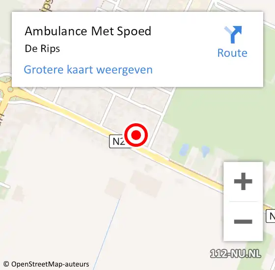 Locatie op kaart van de 112 melding: Ambulance Met Spoed Naar De Rips op 1 maart 2024 13:57