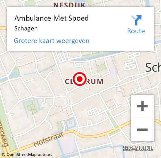 Locatie op kaart van de 112 melding: Ambulance Met Spoed Naar Schagen op 1 maart 2024 13:58