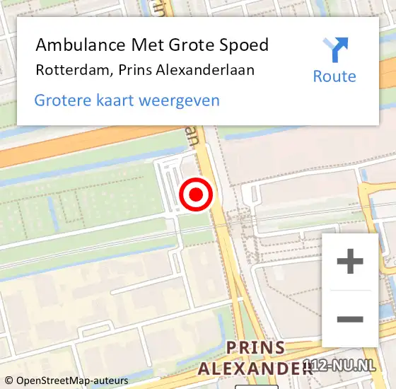 Locatie op kaart van de 112 melding: Ambulance Met Grote Spoed Naar Rotterdam, Prins Alexanderlaan op 1 maart 2024 14:00