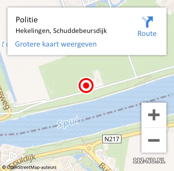 Locatie op kaart van de 112 melding: Politie Hekelingen, Schuddebeursdijk op 1 maart 2024 14:01