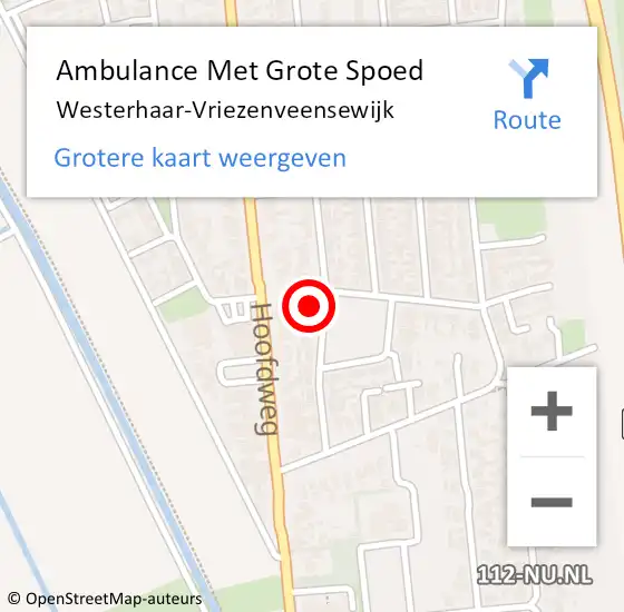 Locatie op kaart van de 112 melding: Ambulance Met Grote Spoed Naar Westerhaar-Vriezenveensewijk op 1 maart 2024 14:10