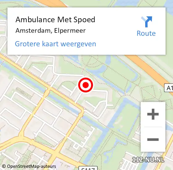 Locatie op kaart van de 112 melding: Ambulance Met Spoed Naar Amsterdam, Elpermeer op 1 maart 2024 14:36