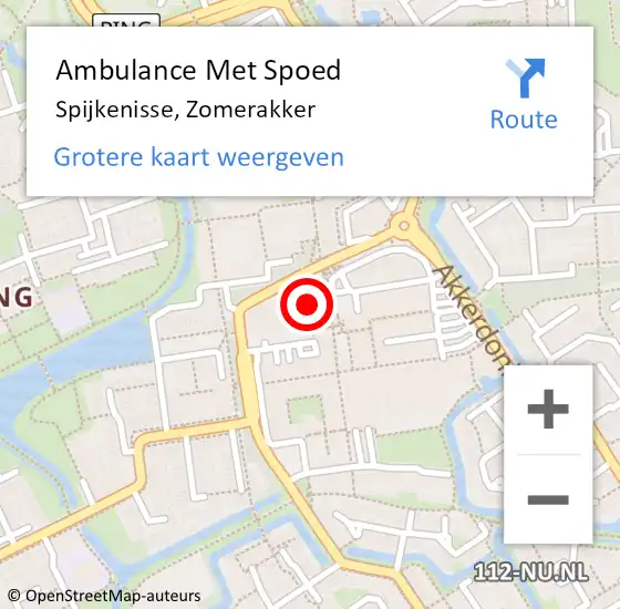 Locatie op kaart van de 112 melding: Ambulance Met Spoed Naar Spijkenisse, Zomerakker op 1 maart 2024 15:22