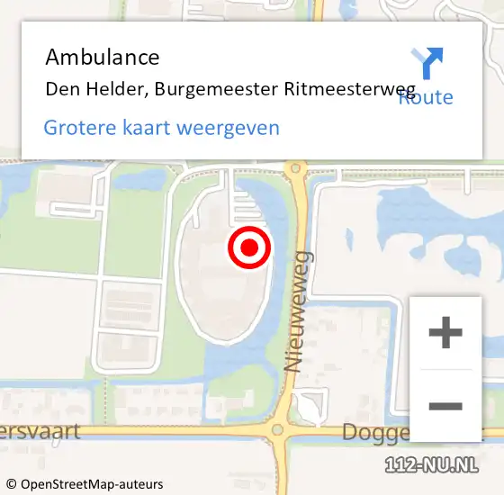 Locatie op kaart van de 112 melding: Ambulance Den Helder, Burgemeester Ritmeesterweg op 1 maart 2024 16:05