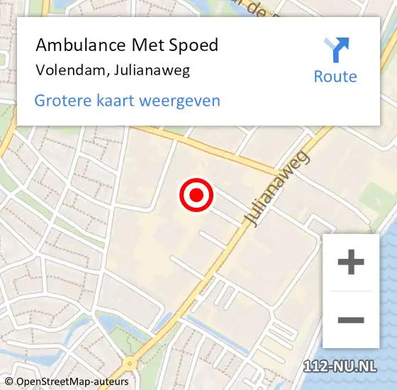Locatie op kaart van de 112 melding: Ambulance Met Spoed Naar Volendam, Julianaweg op 1 maart 2024 16:33