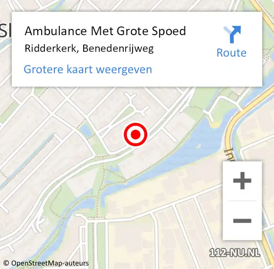 Locatie op kaart van de 112 melding: Ambulance Met Grote Spoed Naar Ridderkerk, Benedenrijweg op 1 maart 2024 16:52