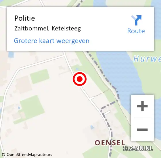 Locatie op kaart van de 112 melding: Politie Zaltbommel, Ketelsteeg op 1 maart 2024 17:29
