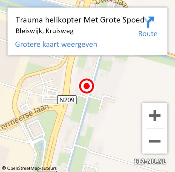Locatie op kaart van de 112 melding: Trauma helikopter Met Grote Spoed Naar Bleiswijk, Kruisweg op 1 maart 2024 18:52