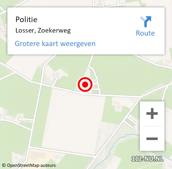 Locatie op kaart van de 112 melding: Politie Losser, Zoekerweg op 1 maart 2024 18:53