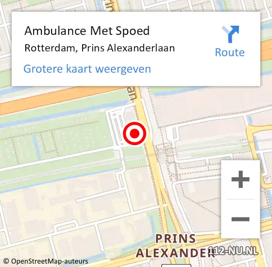 Locatie op kaart van de 112 melding: Ambulance Met Spoed Naar Rotterdam, Prins Alexanderlaan op 1 maart 2024 18:55