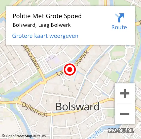 Locatie op kaart van de 112 melding: Politie Met Grote Spoed Naar Bolsward, Laag Bolwerk op 1 maart 2024 19:01