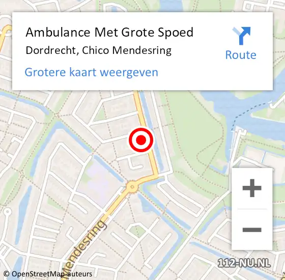 Locatie op kaart van de 112 melding: Ambulance Met Grote Spoed Naar Dordrecht, Chico Mendesring op 1 maart 2024 19:15