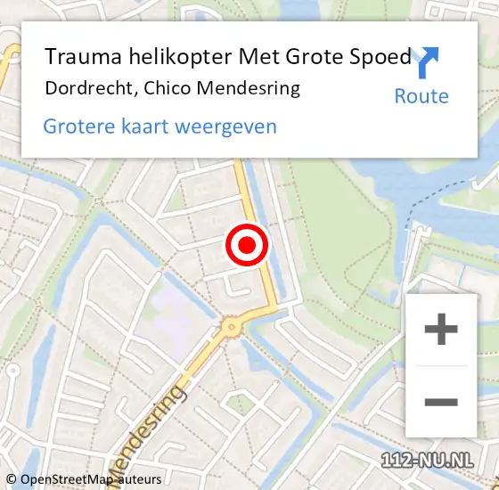 Locatie op kaart van de 112 melding: Trauma helikopter Met Grote Spoed Naar Dordrecht, Chico Mendesring op 1 maart 2024 19:15