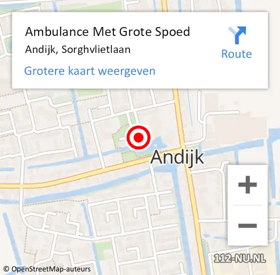 Locatie op kaart van de 112 melding: Ambulance Met Grote Spoed Naar Andijk, Sorghvlietlaan op 1 maart 2024 19:46