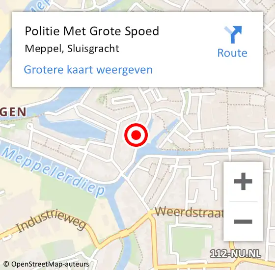 Locatie op kaart van de 112 melding: Politie Met Grote Spoed Naar Meppel, Sluisgracht op 1 maart 2024 19:58