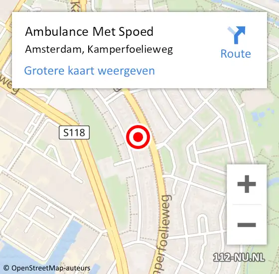 Locatie op kaart van de 112 melding: Ambulance Met Spoed Naar Amsterdam, Kamperfoelieweg op 1 maart 2024 20:55