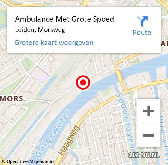 Locatie op kaart van de 112 melding: Ambulance Met Grote Spoed Naar Leiden, Morsweg op 1 maart 2024 22:06