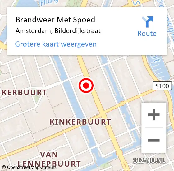 Locatie op kaart van de 112 melding: Brandweer Met Spoed Naar Amsterdam, Bilderdijkstraat op 1 maart 2024 23:31