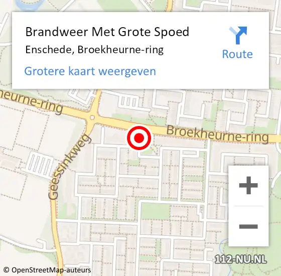 Locatie op kaart van de 112 melding: Brandweer Met Grote Spoed Naar Enschede, Broekheurne-ring op 1 maart 2024 23:34