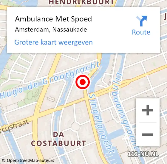Locatie op kaart van de 112 melding: Ambulance Met Spoed Naar Amsterdam, Nassaukade op 1 maart 2024 23:40