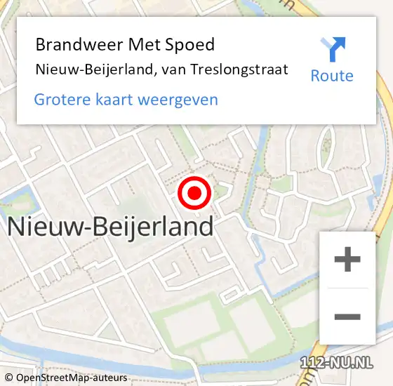 Locatie op kaart van de 112 melding: Brandweer Met Spoed Naar Nieuw-Beijerland, van Treslongstraat op 2 maart 2024 01:04