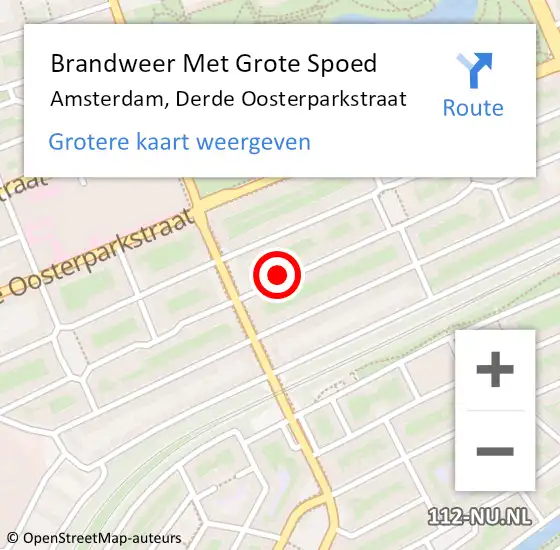 Locatie op kaart van de 112 melding: Brandweer Met Grote Spoed Naar Amsterdam, Derde Oosterparkstraat op 2 maart 2024 01:29