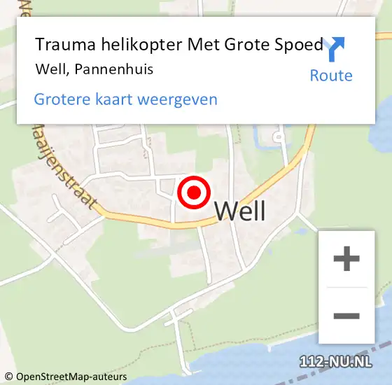 Locatie op kaart van de 112 melding: Trauma helikopter Met Grote Spoed Naar Well, Pannenhuis op 2 maart 2024 02:01