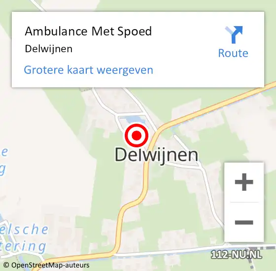 Locatie op kaart van de 112 melding: Ambulance Met Spoed Naar Delwijnen op 2 maart 2024 02:14