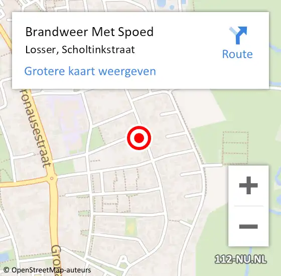 Locatie op kaart van de 112 melding: Brandweer Met Spoed Naar Losser, Scholtinkstraat op 2 maart 2024 02:41