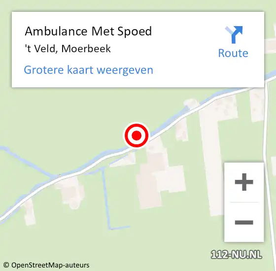Locatie op kaart van de 112 melding: Ambulance Met Spoed Naar 't Veld, Moerbeek op 2 maart 2024 05:30