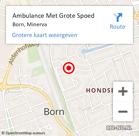Locatie op kaart van de 112 melding: Ambulance Met Grote Spoed Naar Born, Minerva op 27 september 2014 17:50